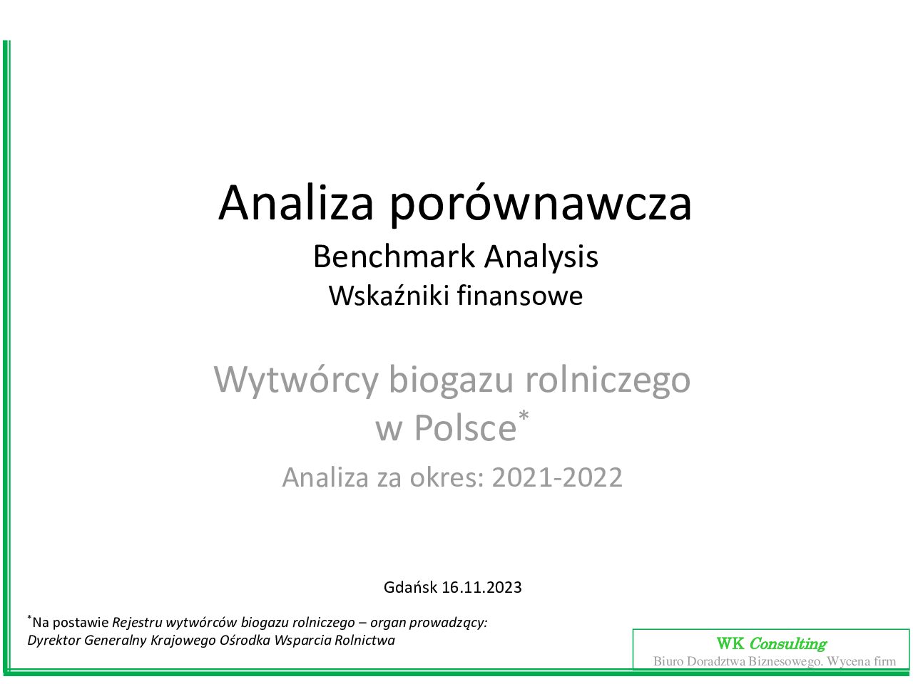 raport - Wyniki biogazowni rolniczych w Polsce: 2021-2022